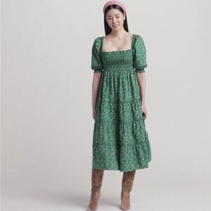 Hill House Nesli Emerald Trellis Nap Dress XS
